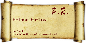 Priher Rufina névjegykártya